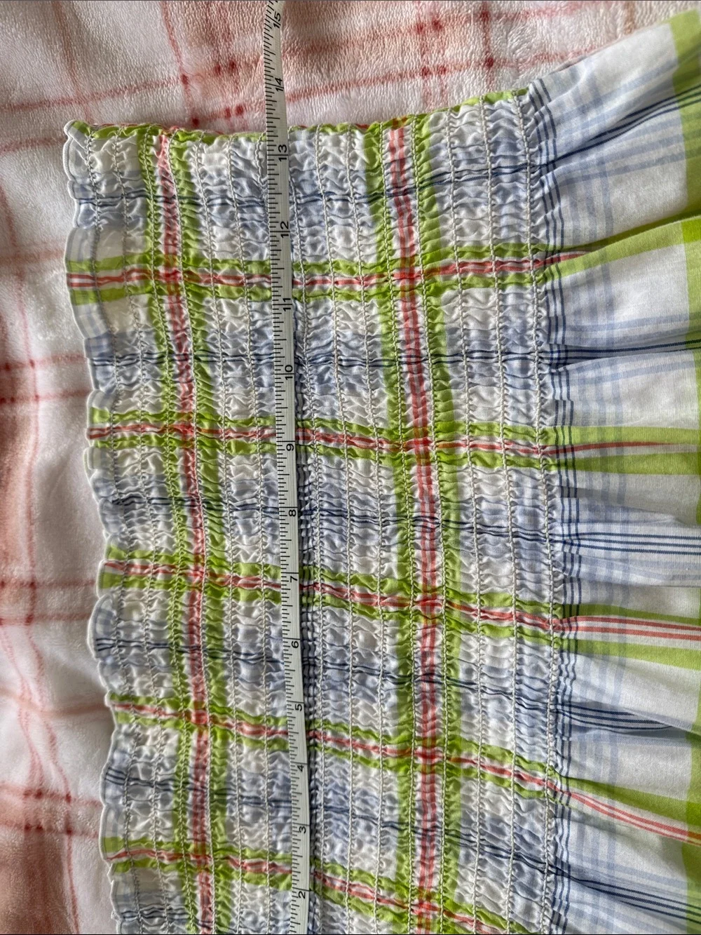 J. Crew Strapless Plaid Sundress in White, Green & Blue